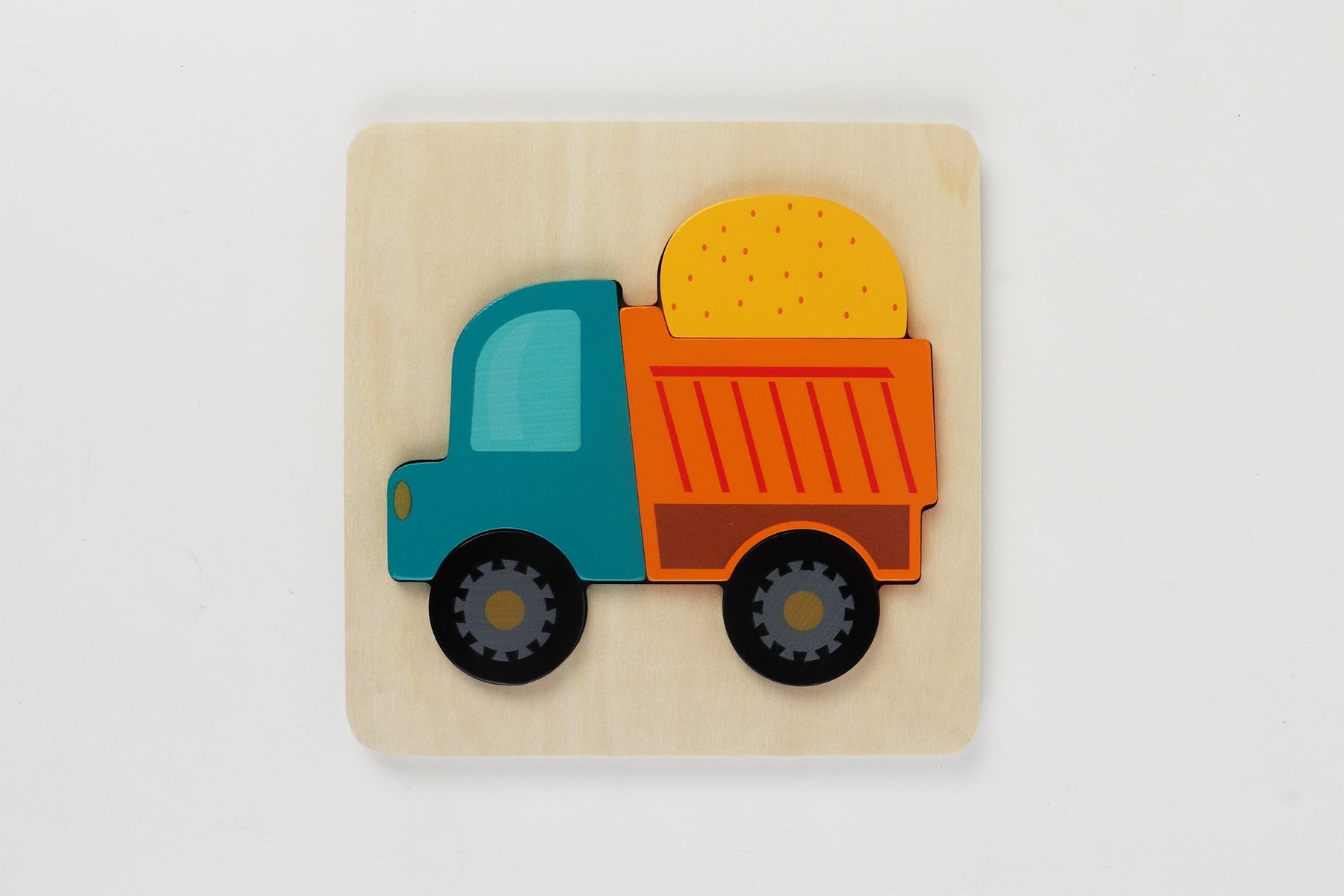 Colorful Kaper Kidz Dump Truck Chunky Puzzle with large pieces, designed for young children’s early learning and play.